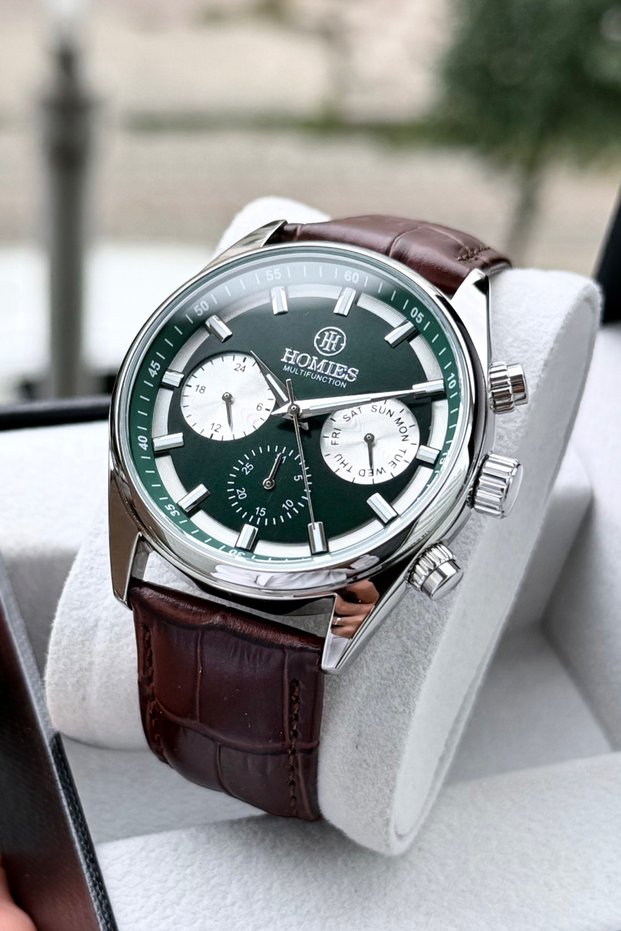 Men's Wristwatch Leather Strap with Calendar and Day Display with Gift Box and Bracelet Gift.Hmclb89