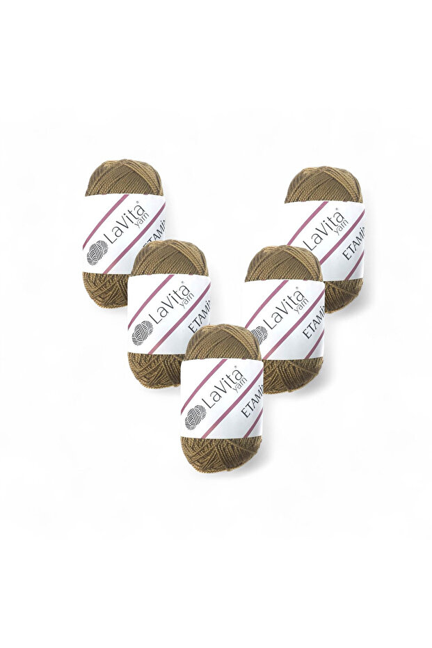 Etamine Hand Knitting Yarn 100% Acrylic 150Gr 5 Pcs (9666 Milk Brown)