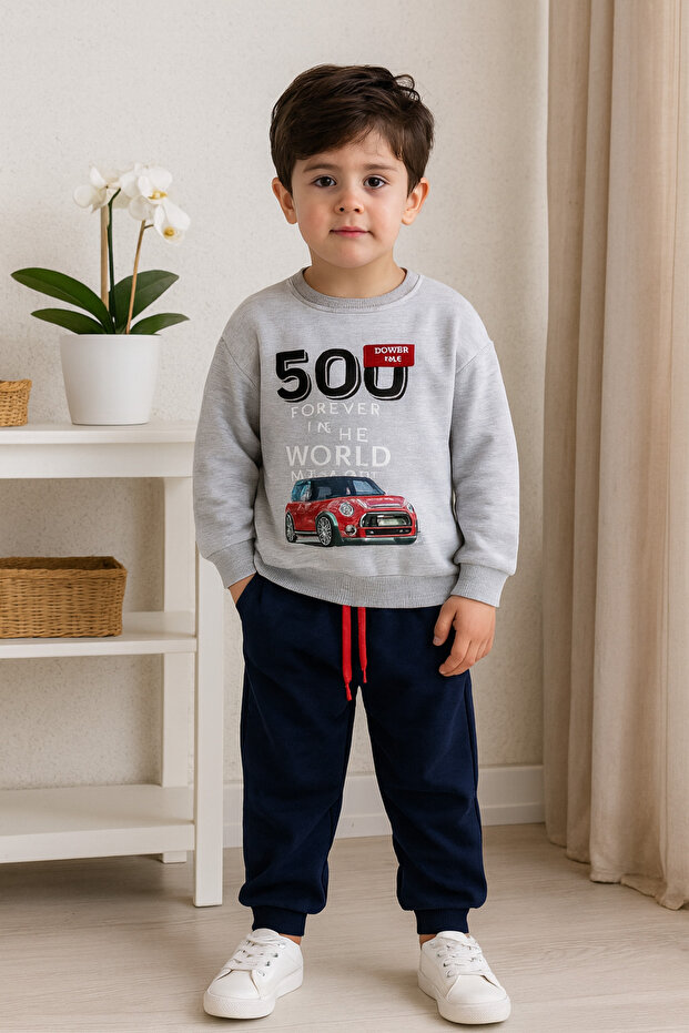 Boys' Two-Piece Set with Car Print, for Ages 1, 2, 3, 4