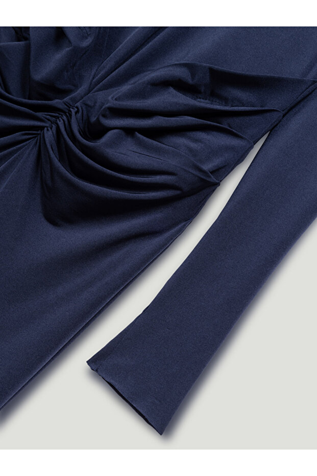 Drape Detaylı Maxi Elbise - 3