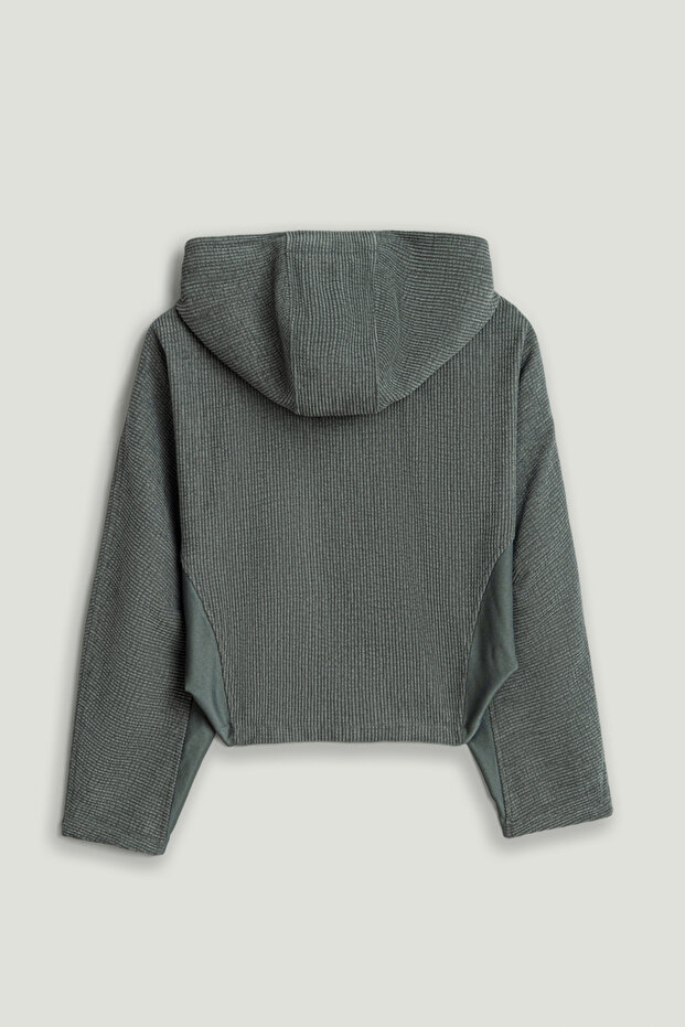 Dökümlü Kapüşonlu Ceket - 6