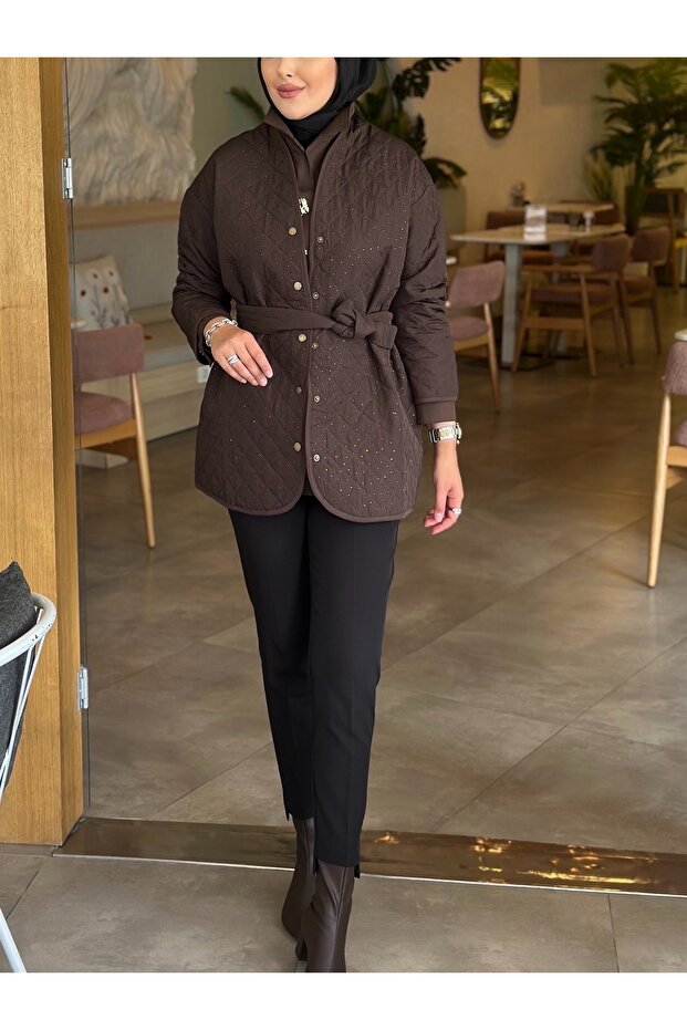 Taşlı Hafif Kap Kahve - 2