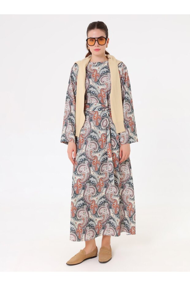 Tesettür Elbise - Yesil - - 1