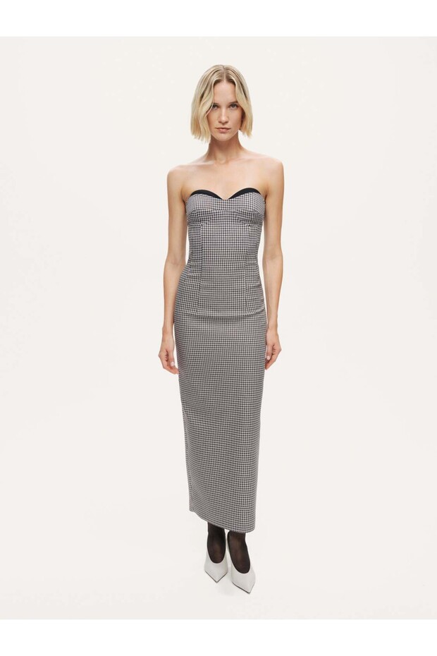 Kalp Yaka Maxi Elbise - 1