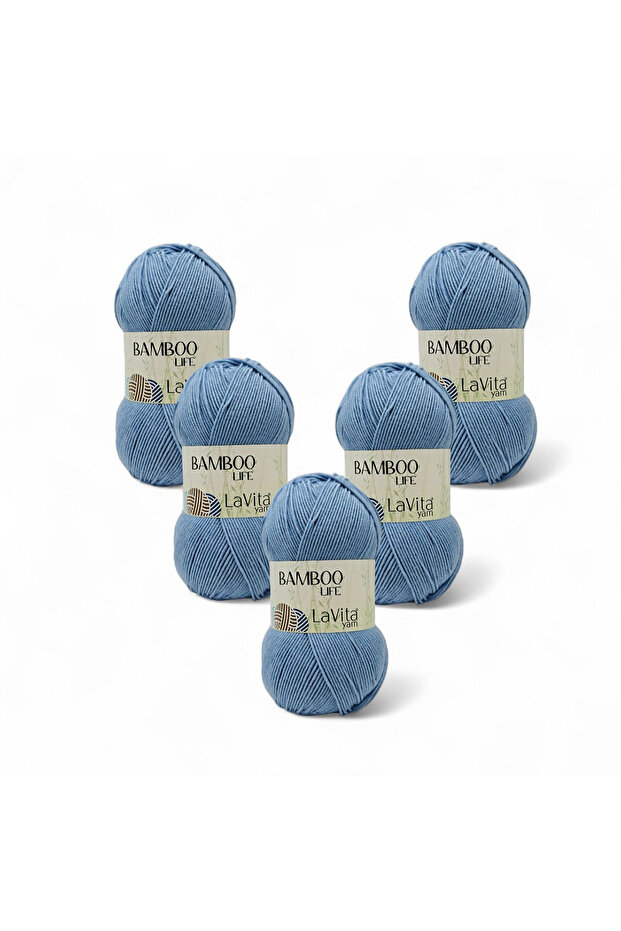 Bamboo Life Hand Knitting Yarn 50% Bamboo 50% Acrylic 500Gr 5 Pcs (5316 Deniz)