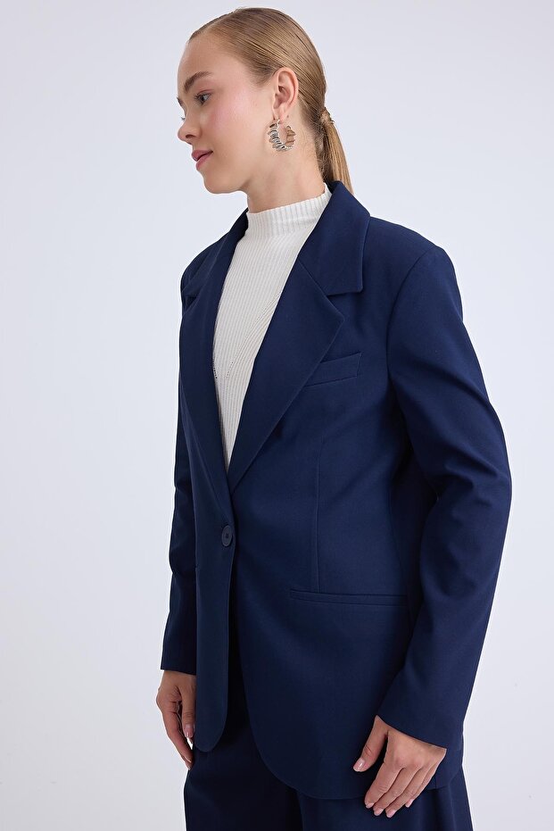 سترة بليزر أمامية بزر واحد - 2