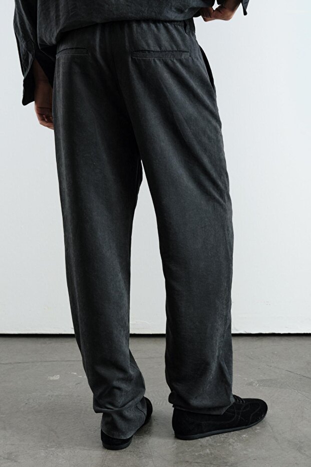 Plied Effect Modal Black Pants - 3