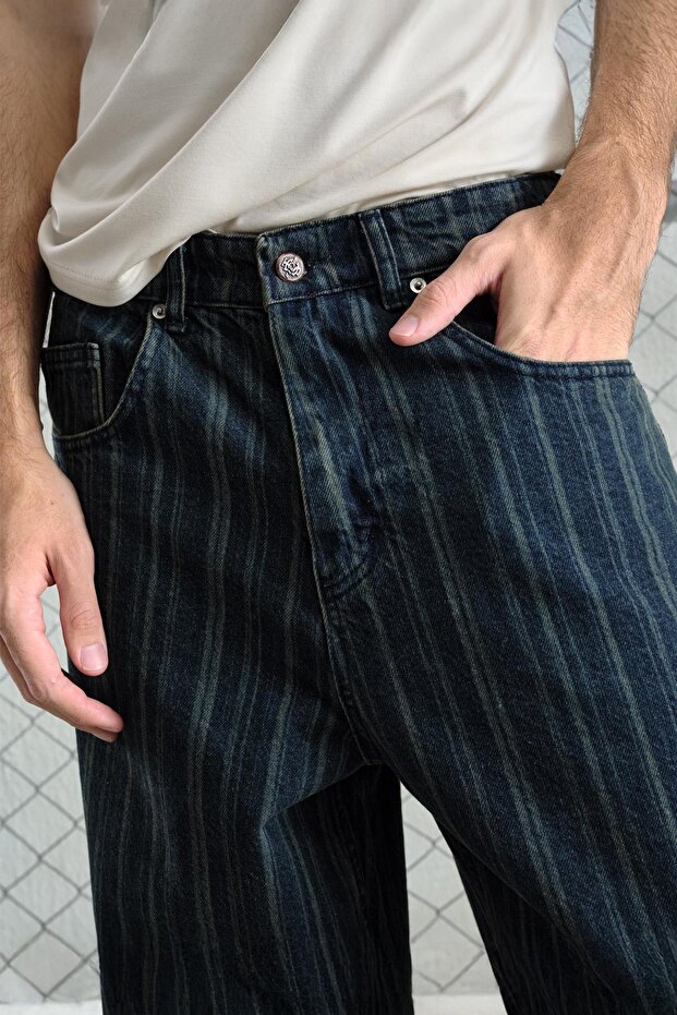 Смугасті баггі лациверт джинси - 1