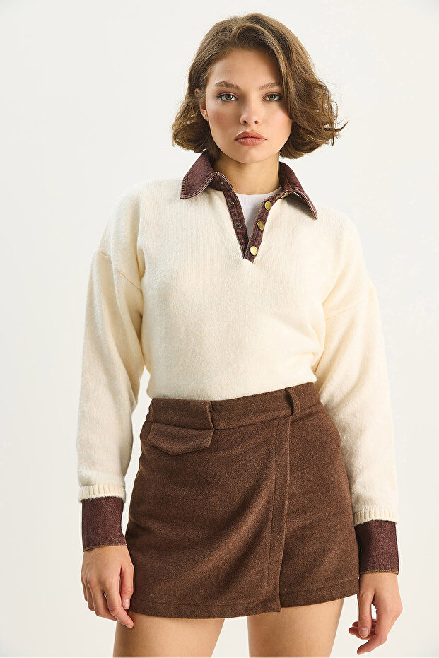 Kadın Kaşe Mini Şort Etek 60283617 - 2