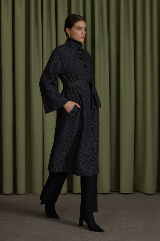 Şal Yaka Kapitone Mont - 1