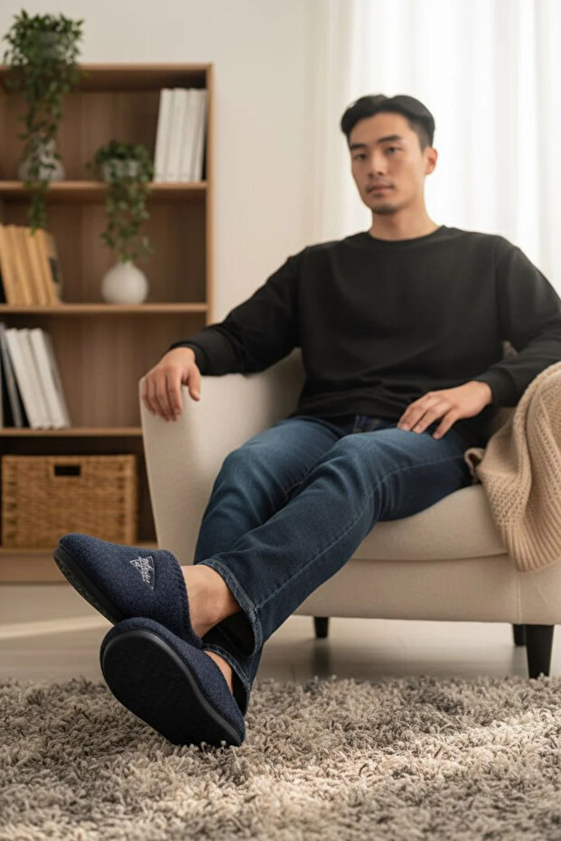 Erkek Sessiz Yumuşak Taban Ev Misafir Puffy Terlik - 1