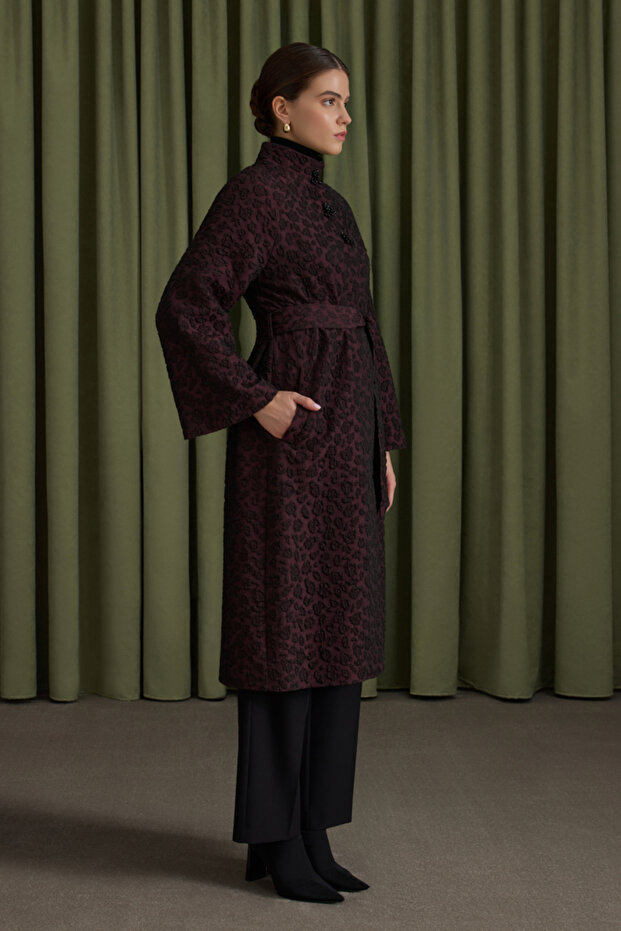 Şal Yaka Kapitone Mont - 3