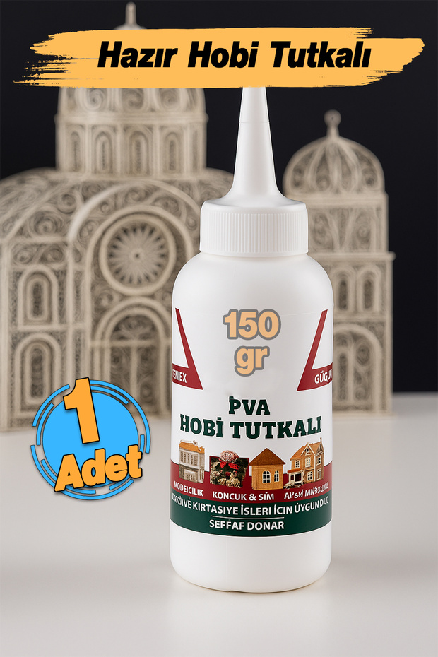 Hazır PVA Hobi Tutkalı 150 gram Şeffaf Ahşap Karton Kumaş Kağıt DIY Uygulama Maket Yapım Yapıştırıcı - 1