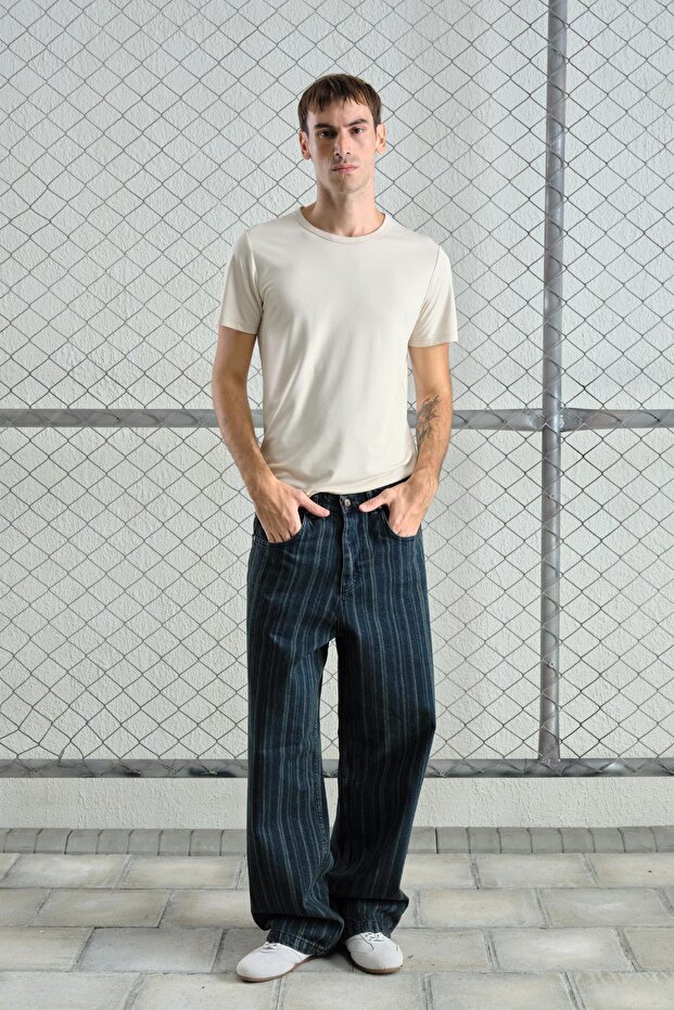 Смугасті баггі лациверт джинси - 2