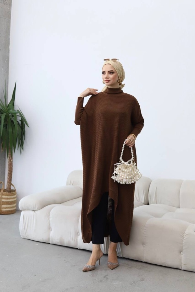 Boğazlı Triko Tunik - 1