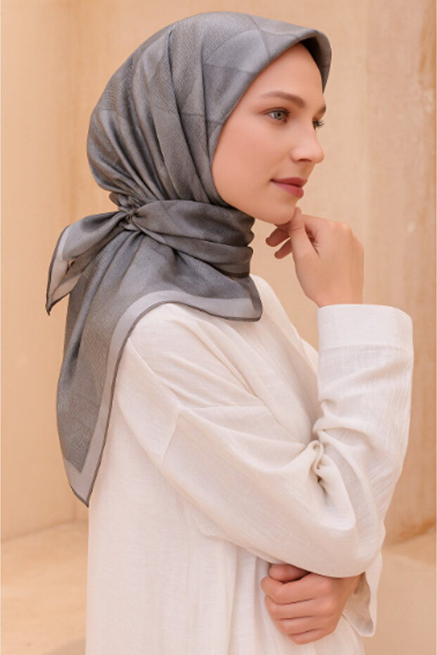 Tivil Pure Silk Scarf 4201 - 47 Gray Dobby Pattern