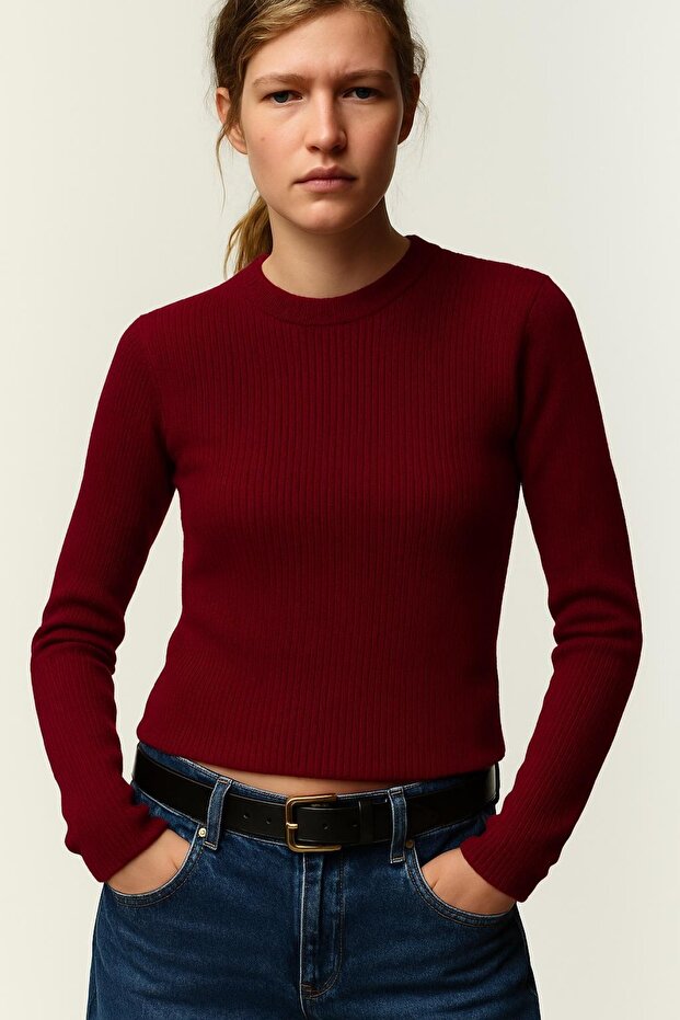 Simit Yaka İnce Fitilli BLUZ - 2