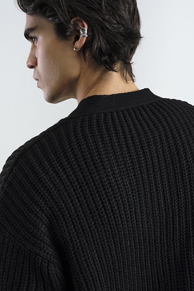 BASIC DOKULU SİYAH HIRKA - 3