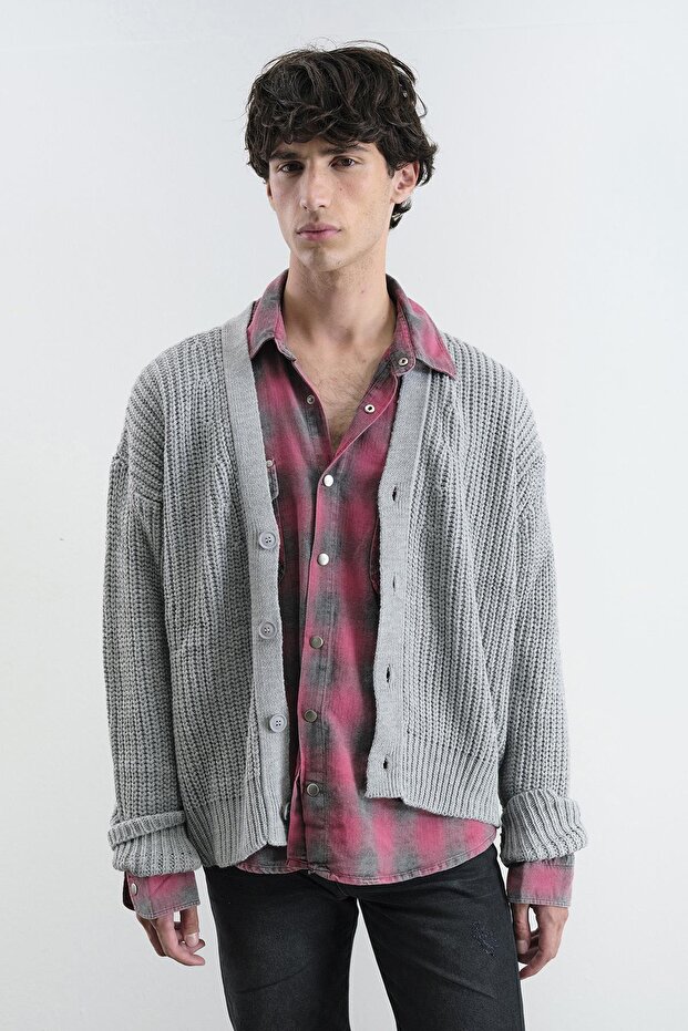 BASIC DOKULU GRİ HIRKA - 3