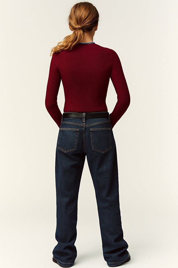 Simit Yaka İnce Fitilli BLUZ - 3