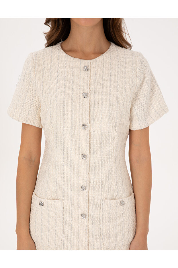 Ekru Regular Fit Dokuma Elbise 50318252-VR019 - 5
