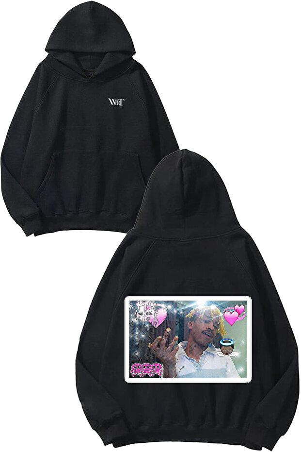 Lil Tracyy Design Back Printed Black Hooded Sweatshirt
