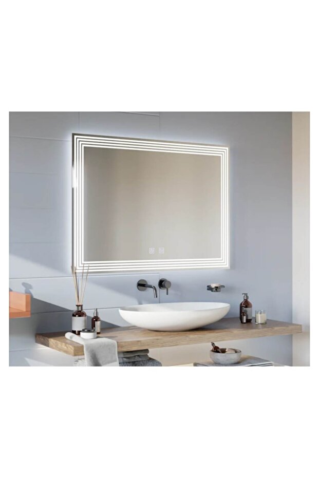Rectangular LED Mirror with Defogging, 80x60cm, ADIS Basic Touch - 2