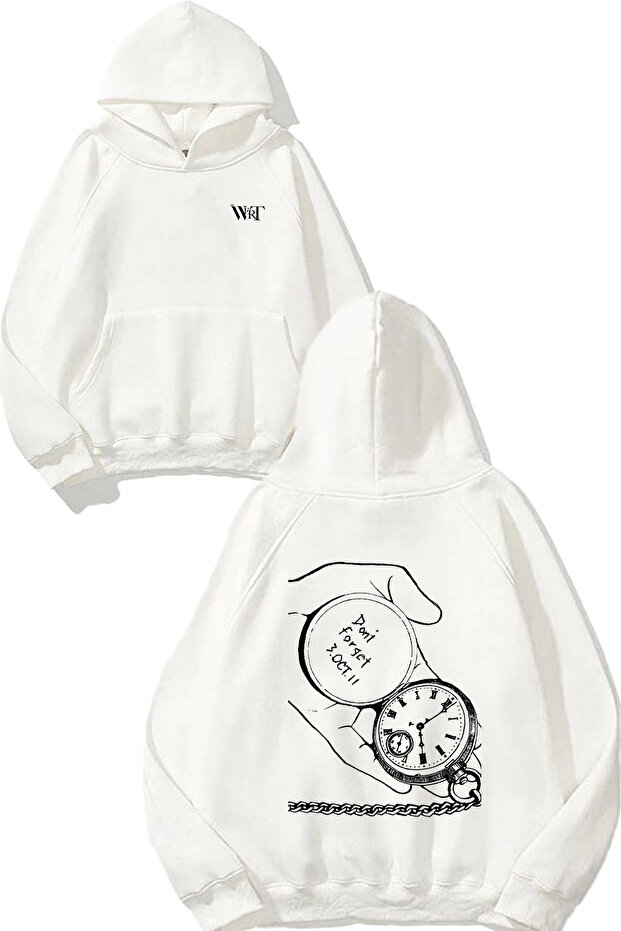 Don'T Forget 3.Oct.11 Design Back Printed White Hooded Sweatshirt