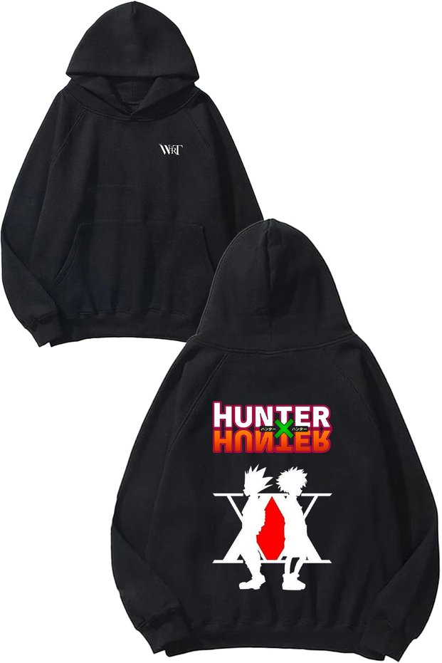 Hunter X Hunter Poster Design Back Printed Black Hooded Sweatshirt