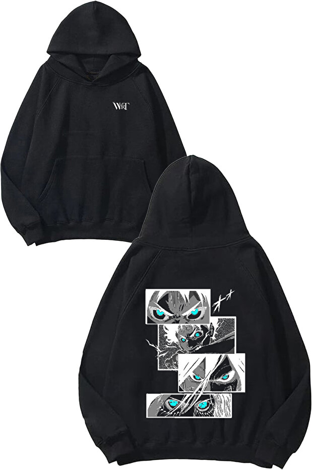Eren Change Design Back Printed Black Hooded Sweatshirt