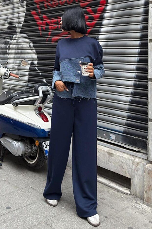 Τζιν συνδυασμός υφασμάτων Ασύμμετρο Σετ Modal 10269 - 4