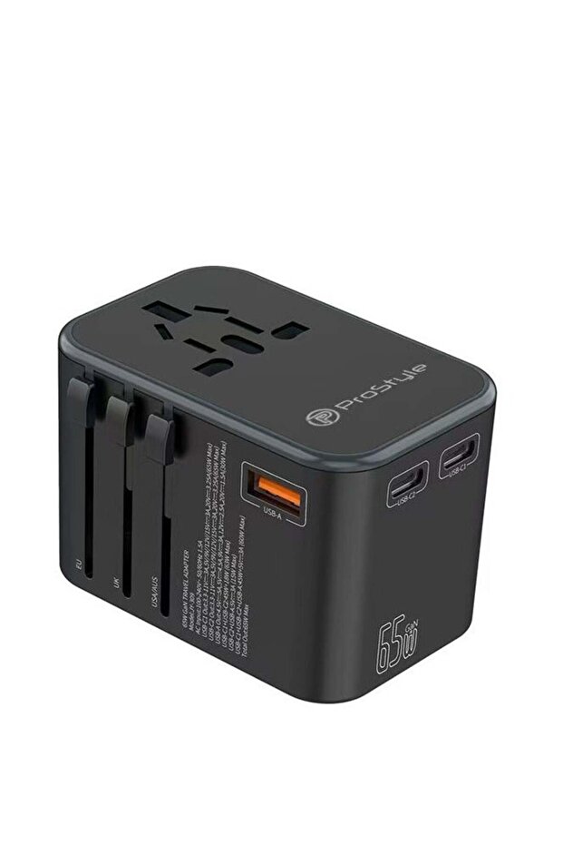65W Universal International Travel Adapter Multi Plug with 2 USB A and 1 USB C Ports Fast Charger Co