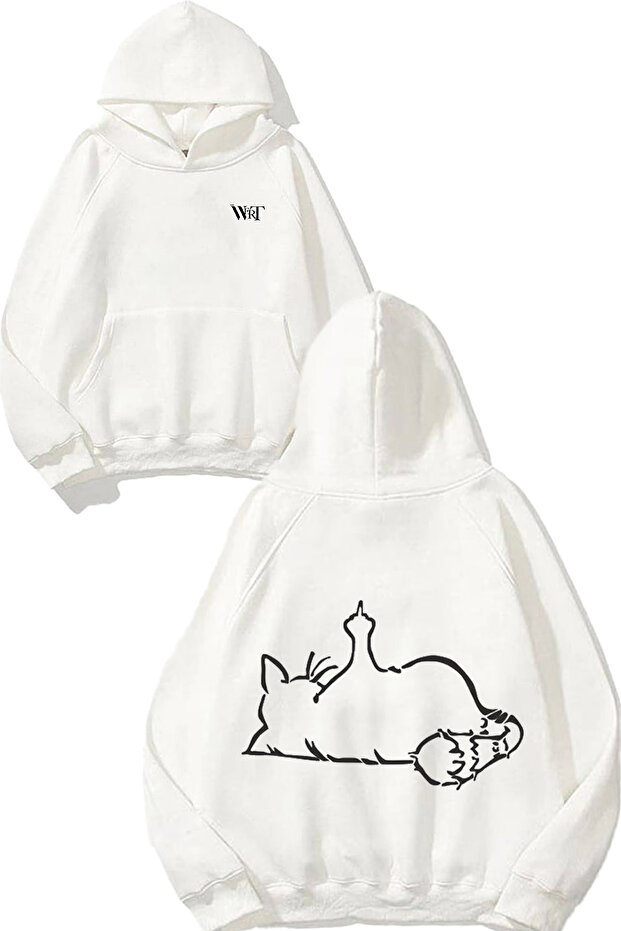 Emotional Cartoons 5 Design Back Printed White Hooded Sweatshirt