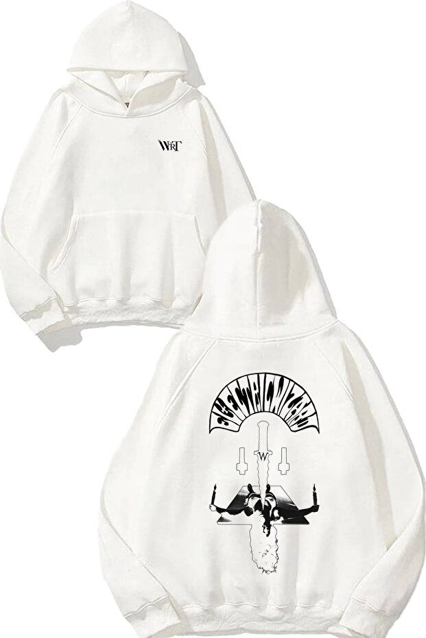 Electric Wizard Women's Design Back Printed White Hooded Sweatshirt