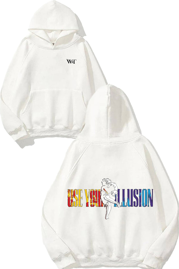 Guns N Roses Rock Music 14 Design Back Printed White Hooded Sweatshirt