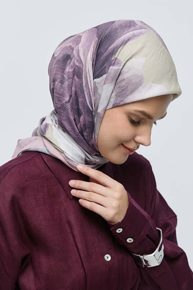 Rosa Desen Bambu Eşarp - 4
