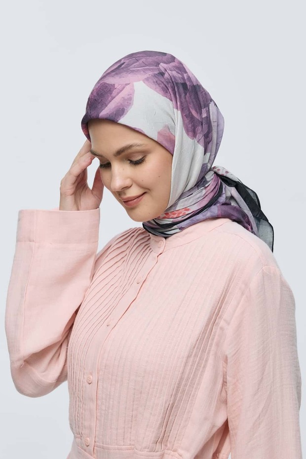 Rosa Desen Bambu Eşarp - 3