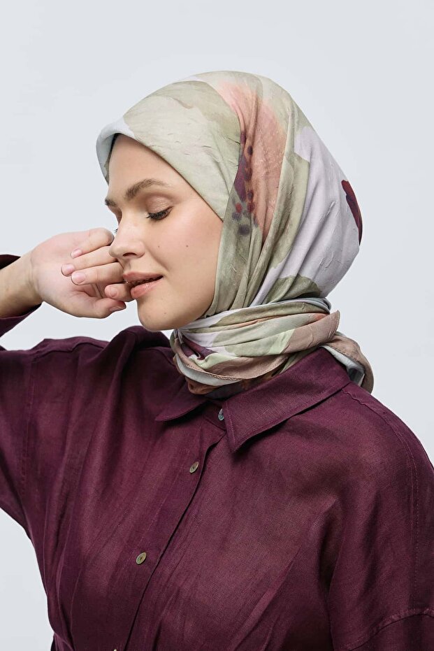 Lavendi Desen Bambu Eşarp - 4