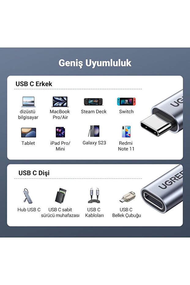 Gen2 100W Thunderbolt 3 Type-C To Type-C Örgülü Uzatma Kablosu 1 Metre - 4