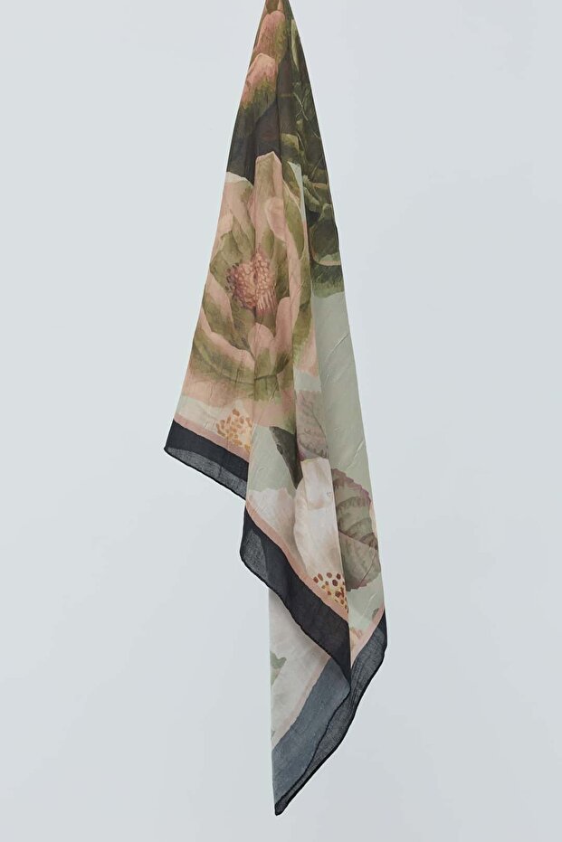 Rosa Desen Bambu Eşarp - 6