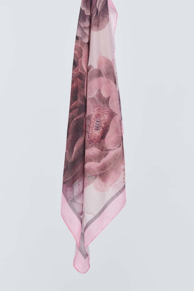 Rosa Desen Bambu Eşarp - 5