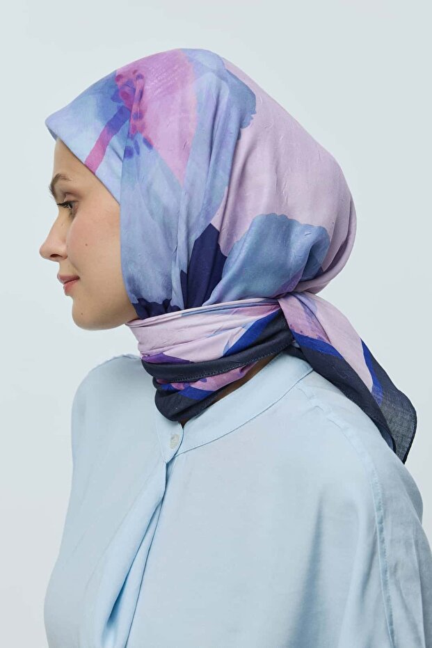 Lavendi Desen Bambu Eşarp - 4