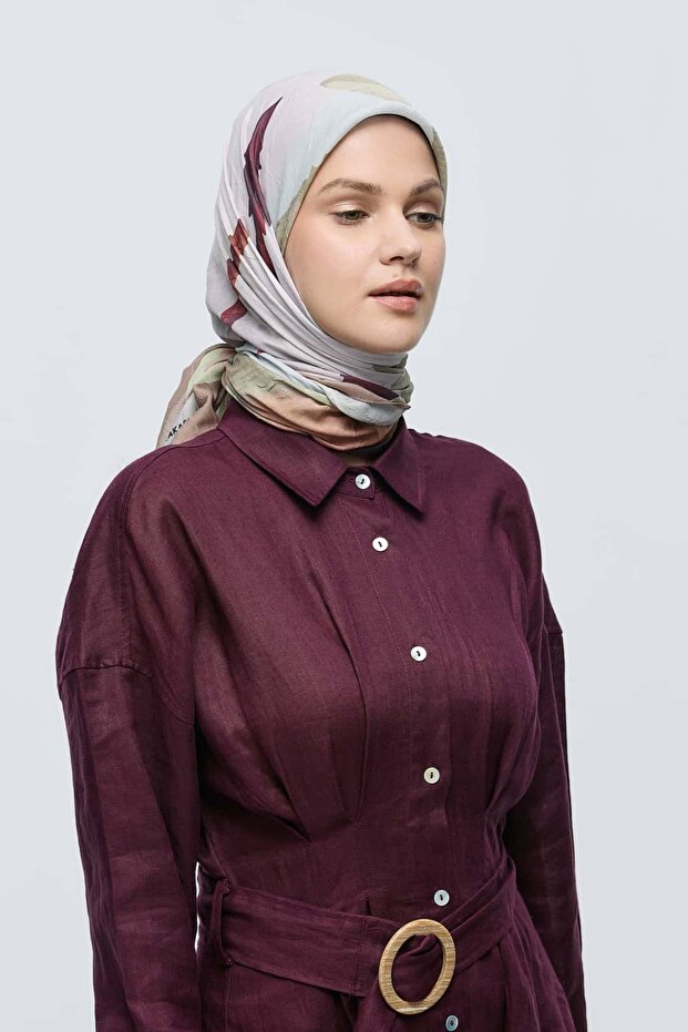 Lavendi Desen Bambu Eşarp - 2