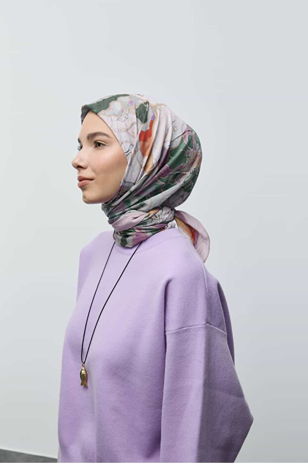 Ebruli Desen Bambu Eşarp - 2