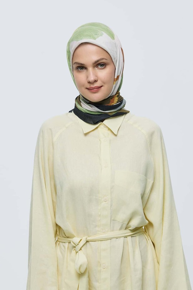 Lavendi Desen Bambu Eşarp - 1