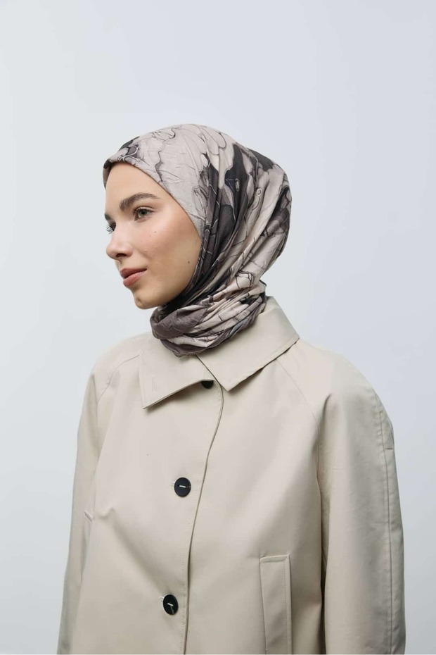 Ebruli Desen Bambu Eşarp - 3