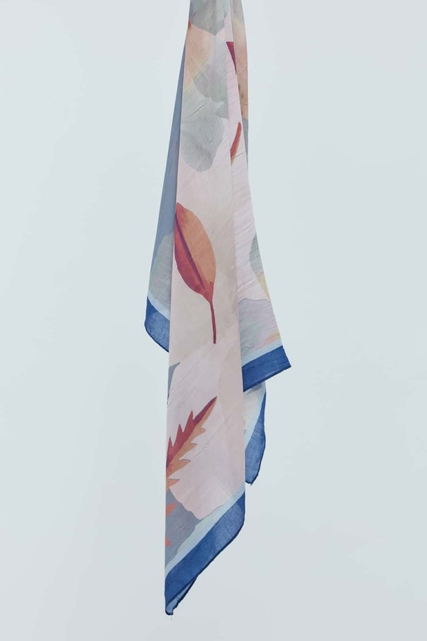 Lavendi Desen Bambu Eşarp - 5