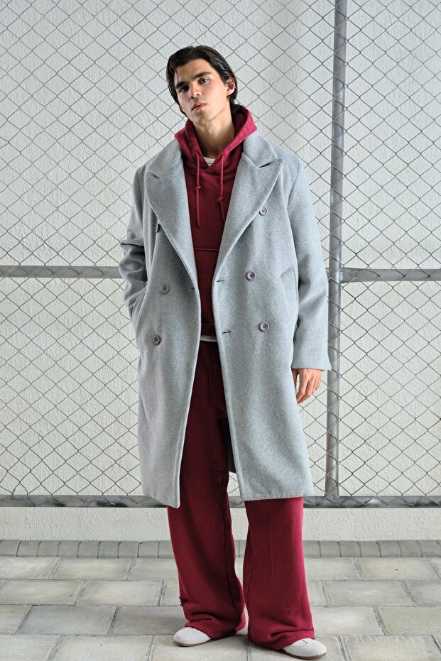 BASIC KAŞE GRİ KABAN - 1