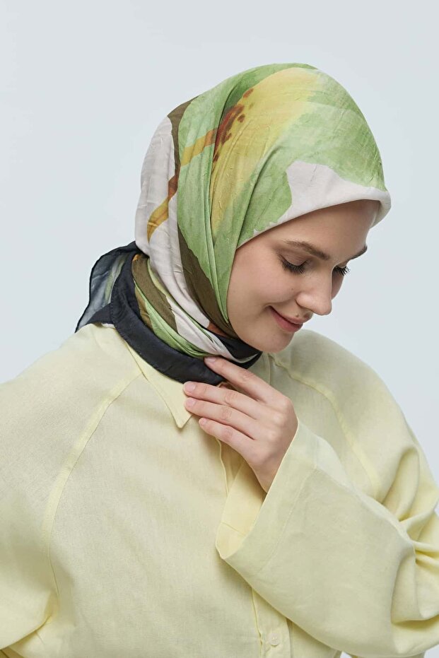 Lavendi Desen Bambu Eşarp - 4