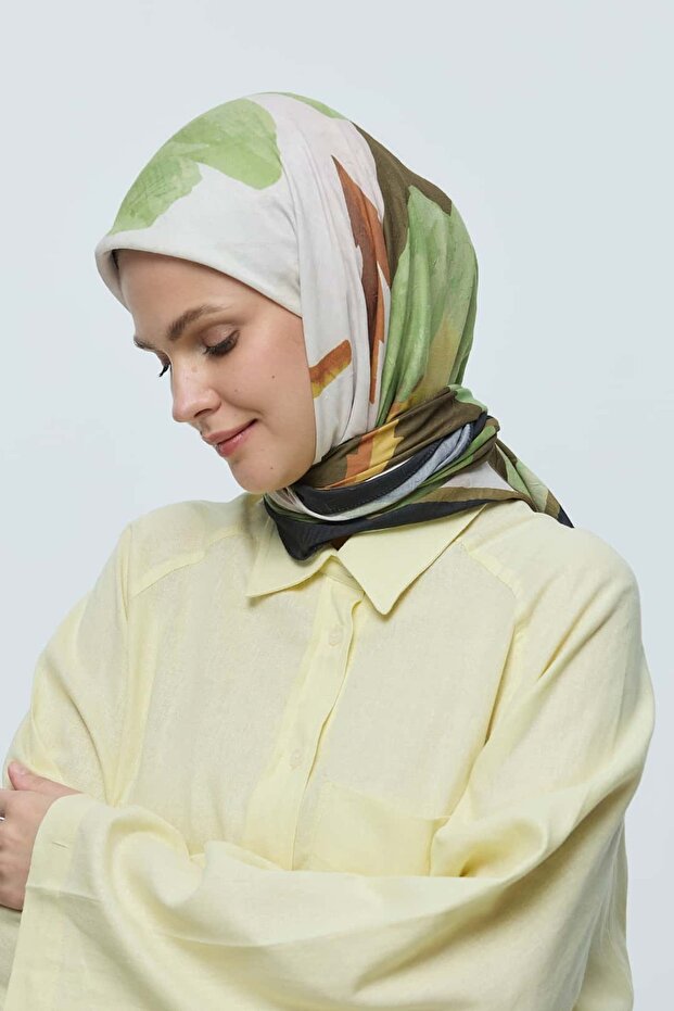 Lavendi Desen Bambu Eşarp - 2